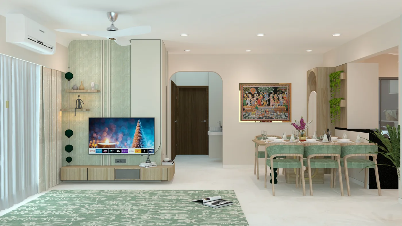 Design visualisation - open living and dining area