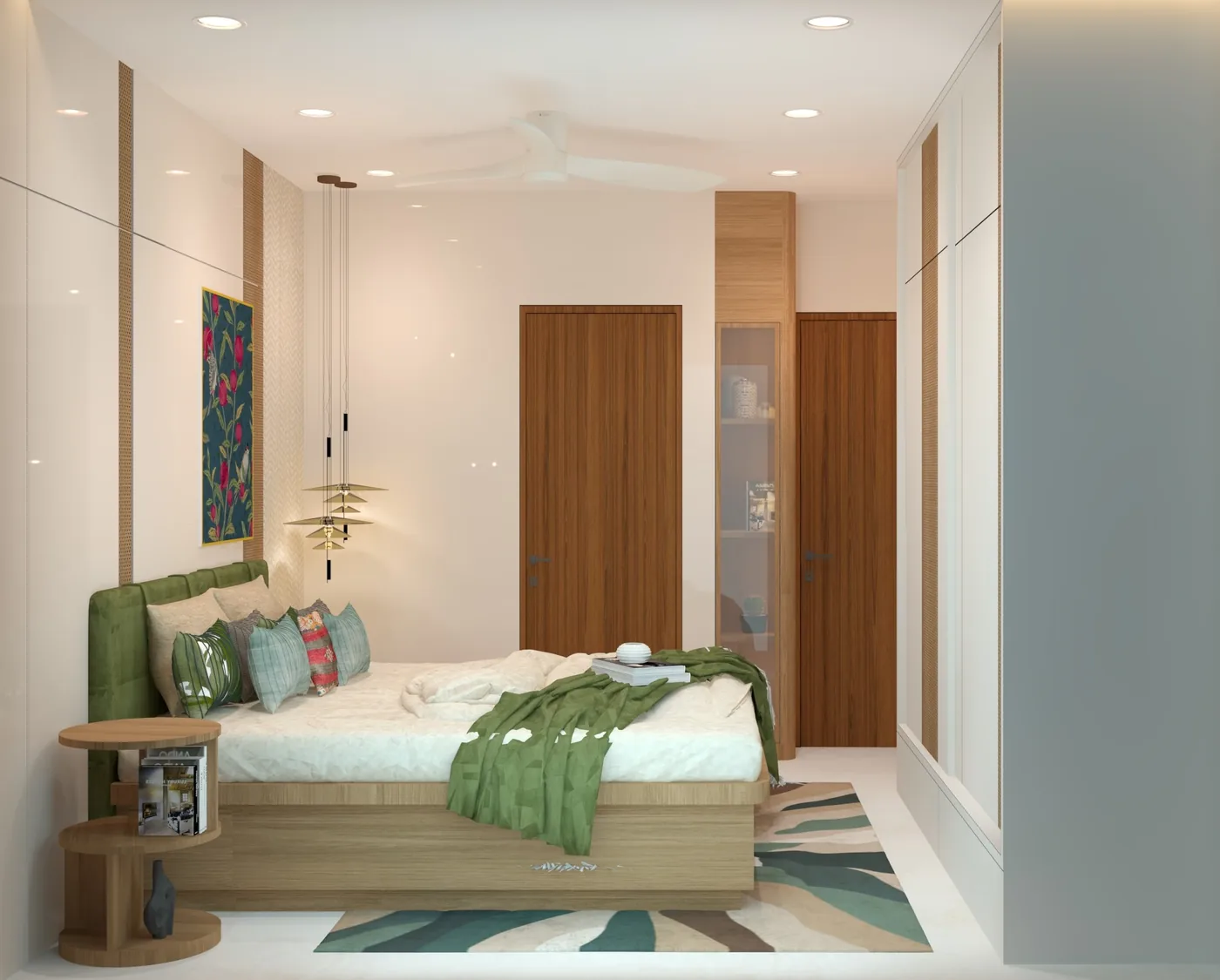Design visualisation - green accent bedroom