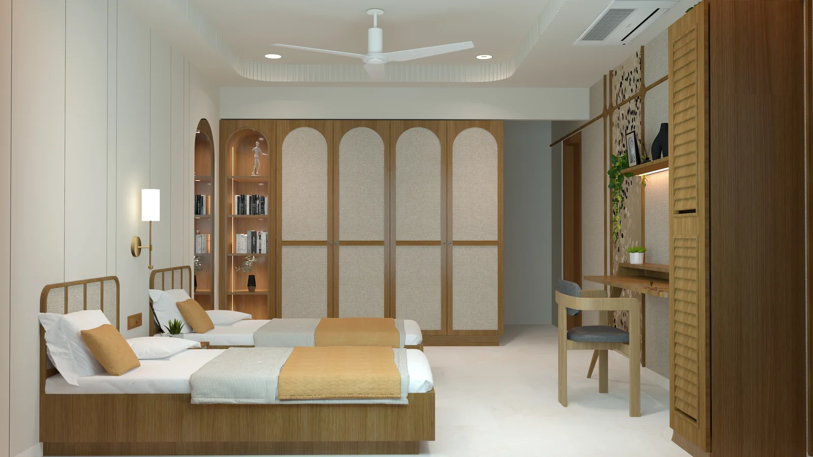 Yash Gujar residence, master bedroom design