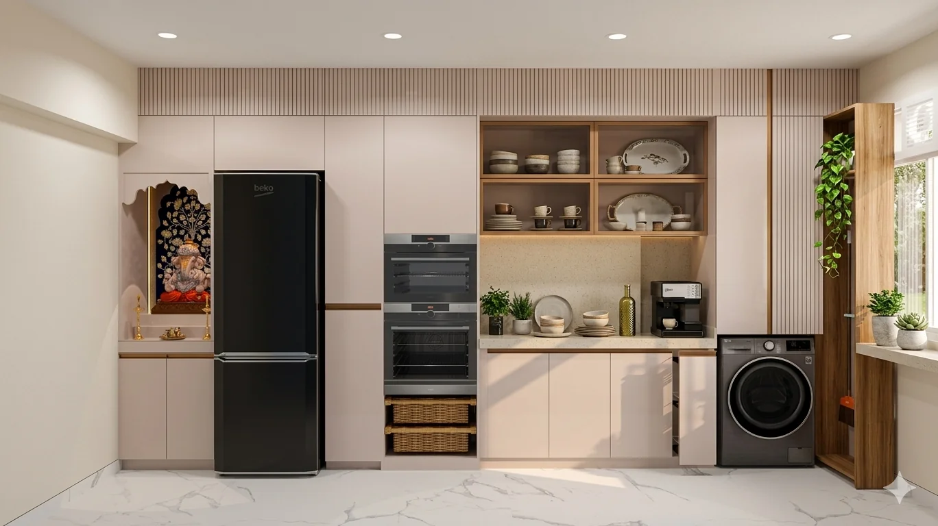 Kitchen with black appliances